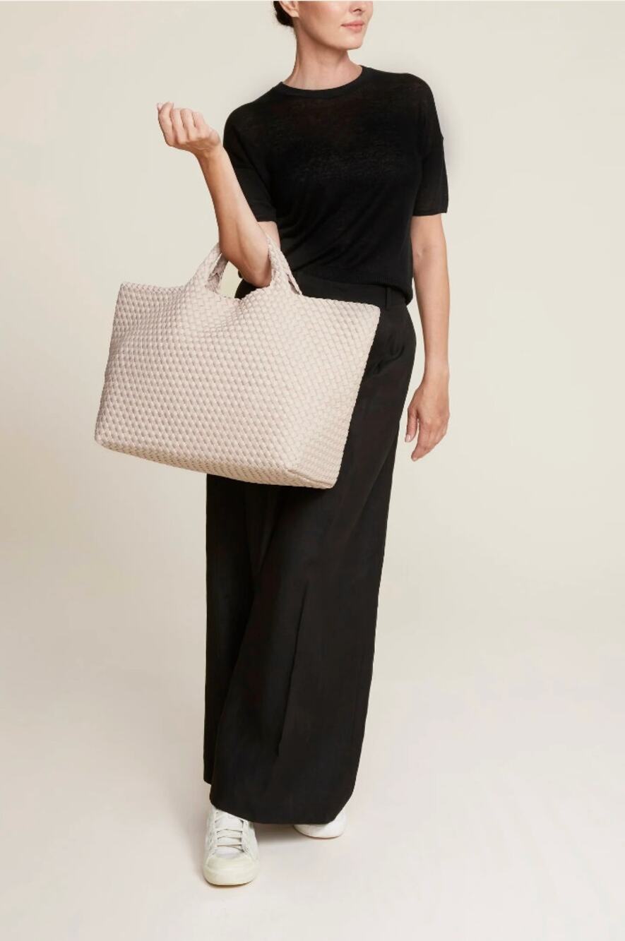 Naghedi Large Woven Tote in Light Beige